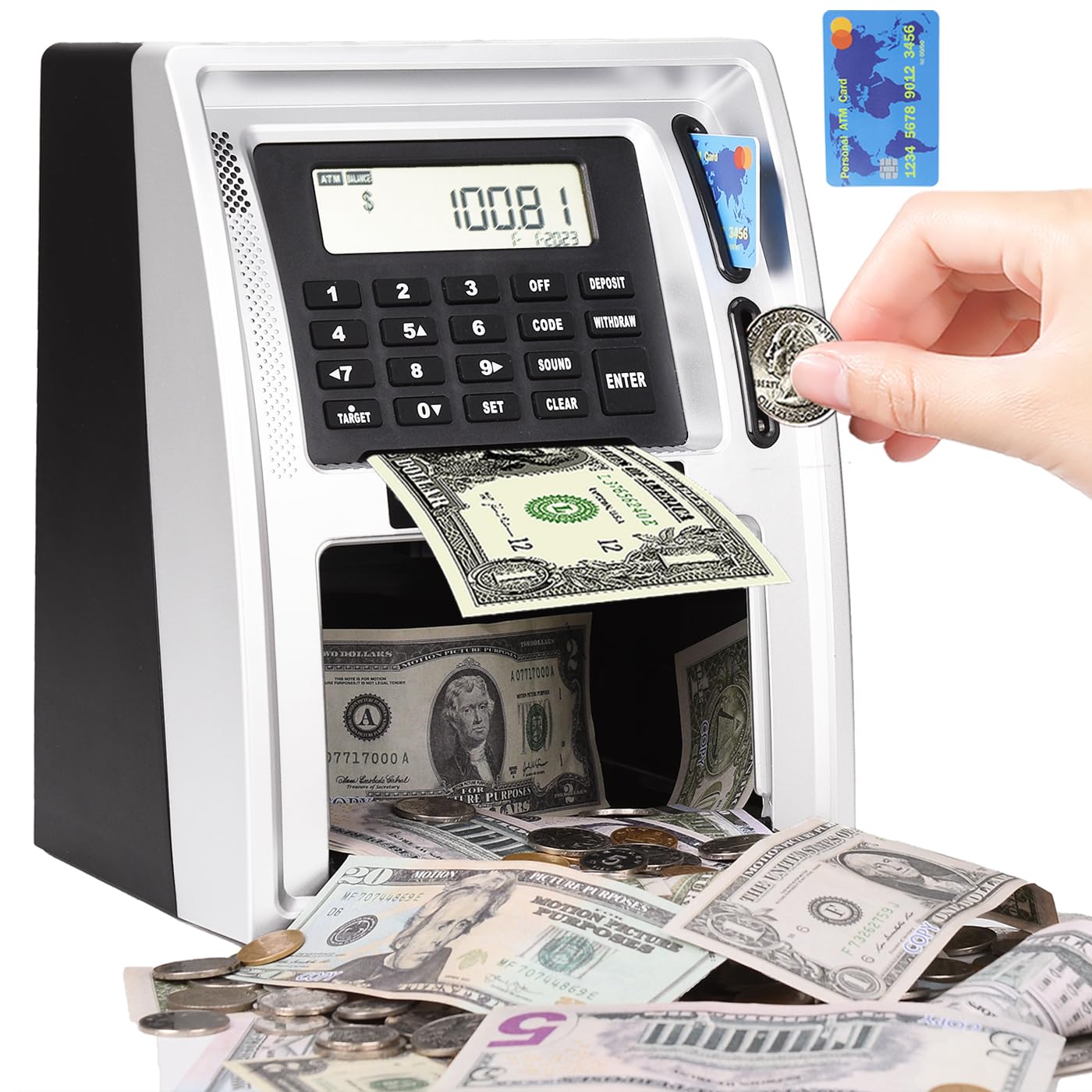 Talking Atm Piggy Bank Bkstar 2024 Para Crianças Com Dinheiro Real