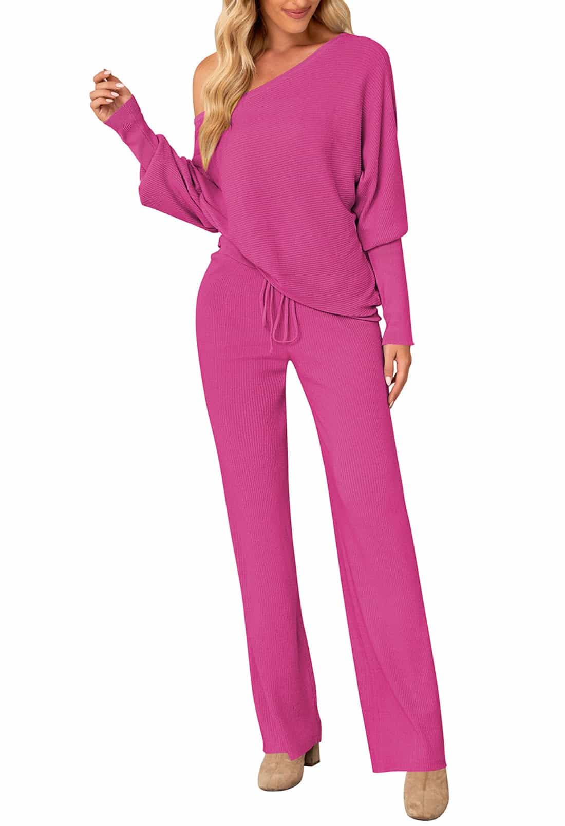 Conjunto Feminino De 2 Peças De Malha, Pulôver, Suéter E Calças