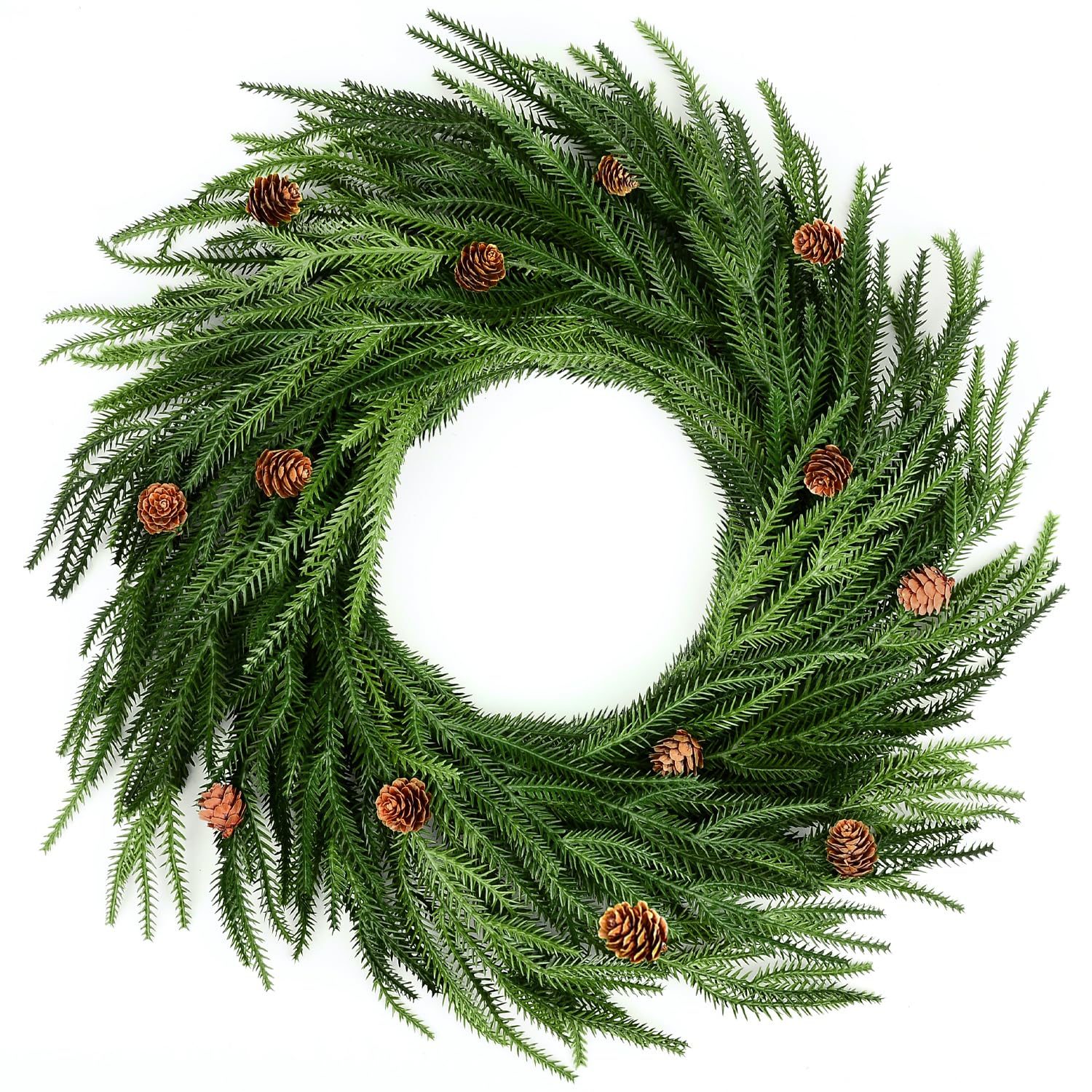 Coroa Sareal Real Touch Norfolk Pine 56 Cm Com Pinhas