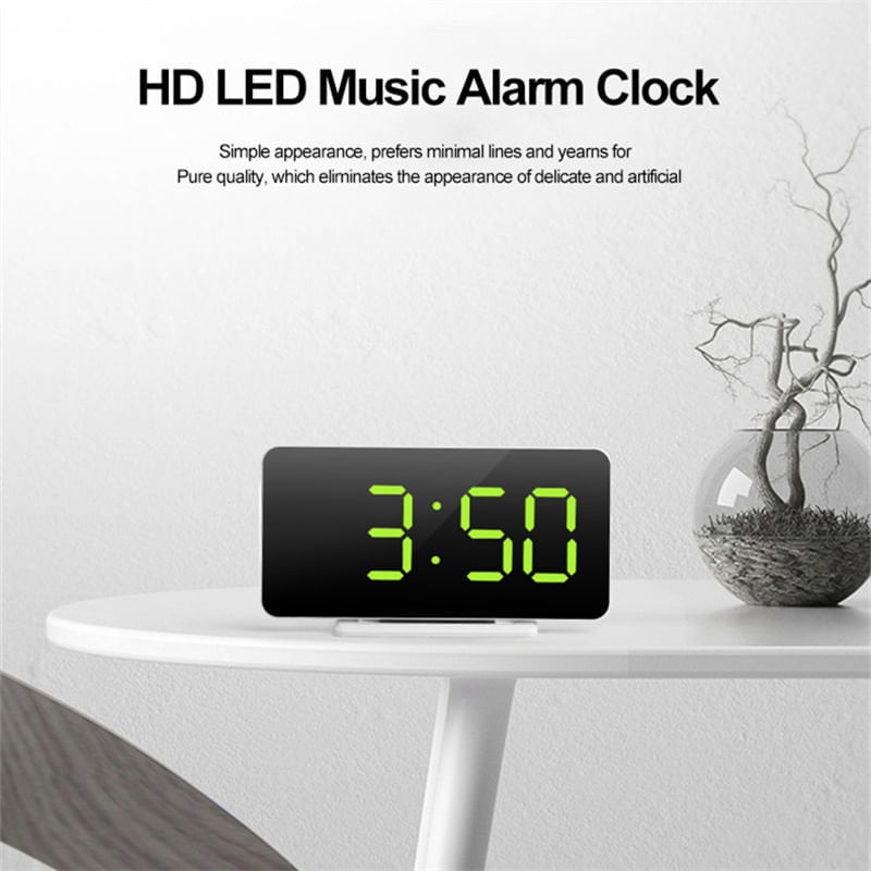 Espelho Led Digital Clock Alarme Soneca &amp; Time Display Led Nig