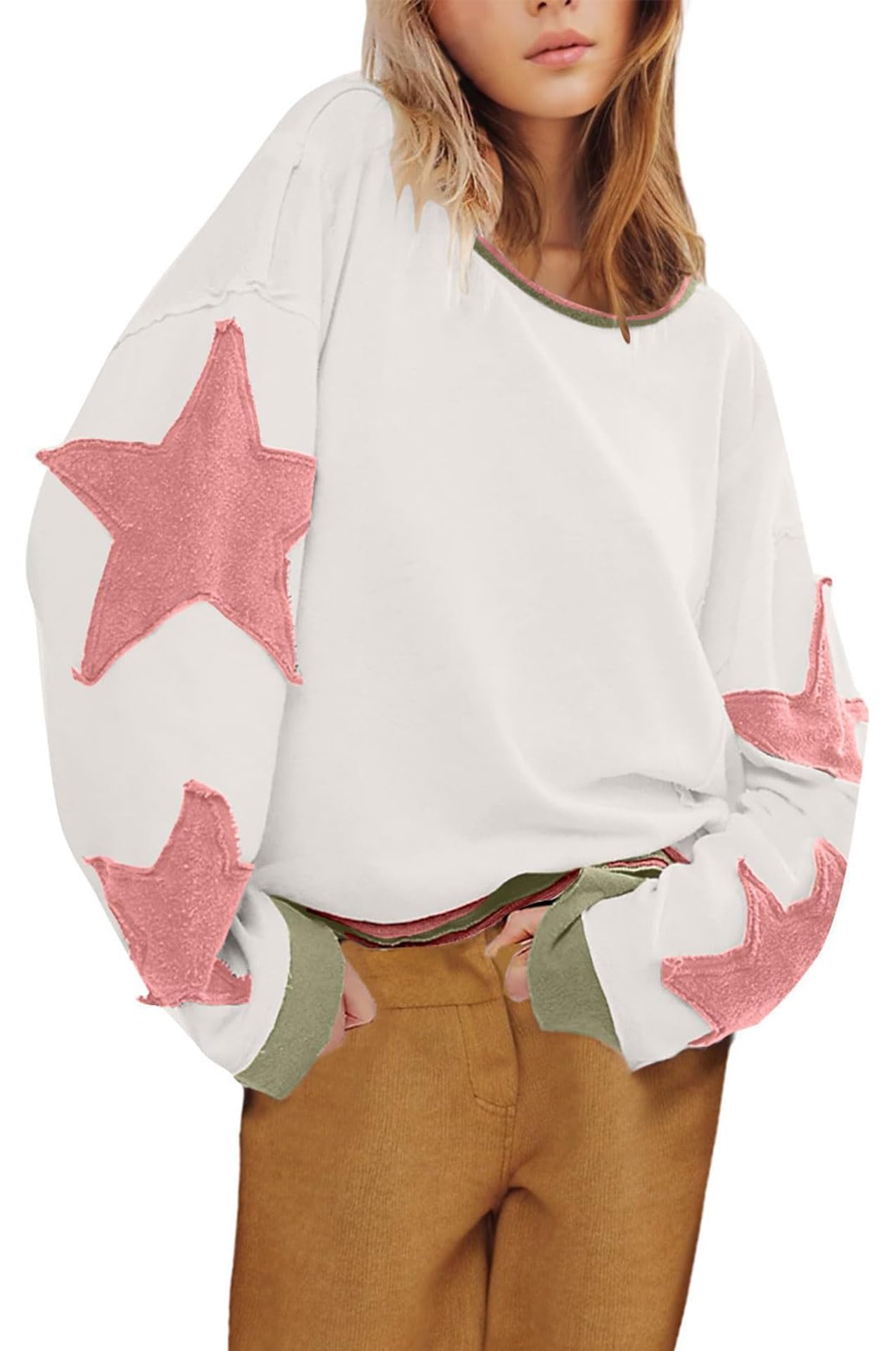 Moletom Utcoco Oversized Para Mulheres Com Gola Redonda E Manga Comprida