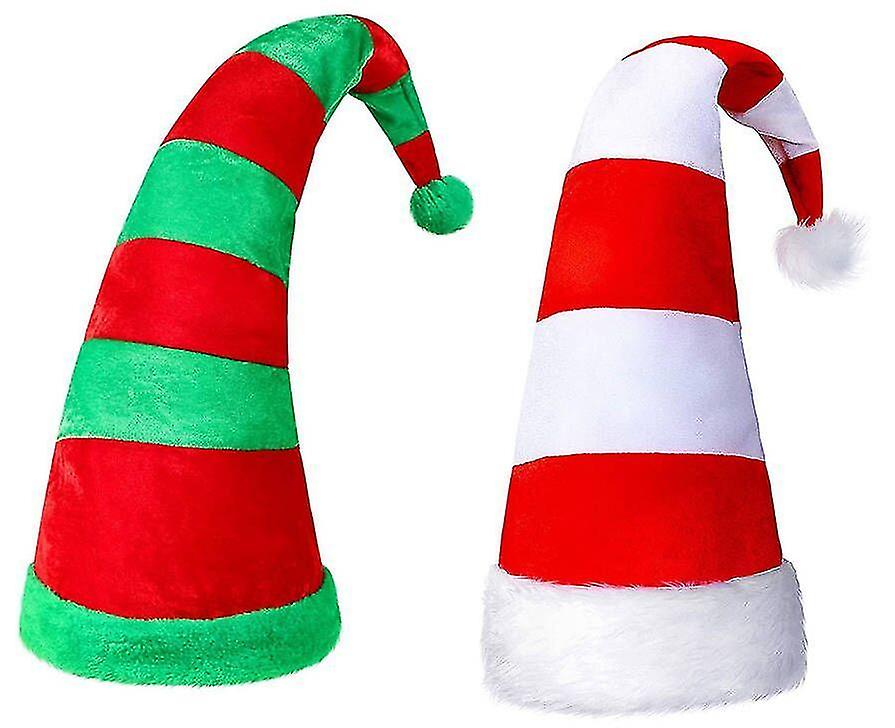 2 Peças Listradas Chapéus De Natal, Chapéu De Elfo De Papai Noel (tamanho Único)