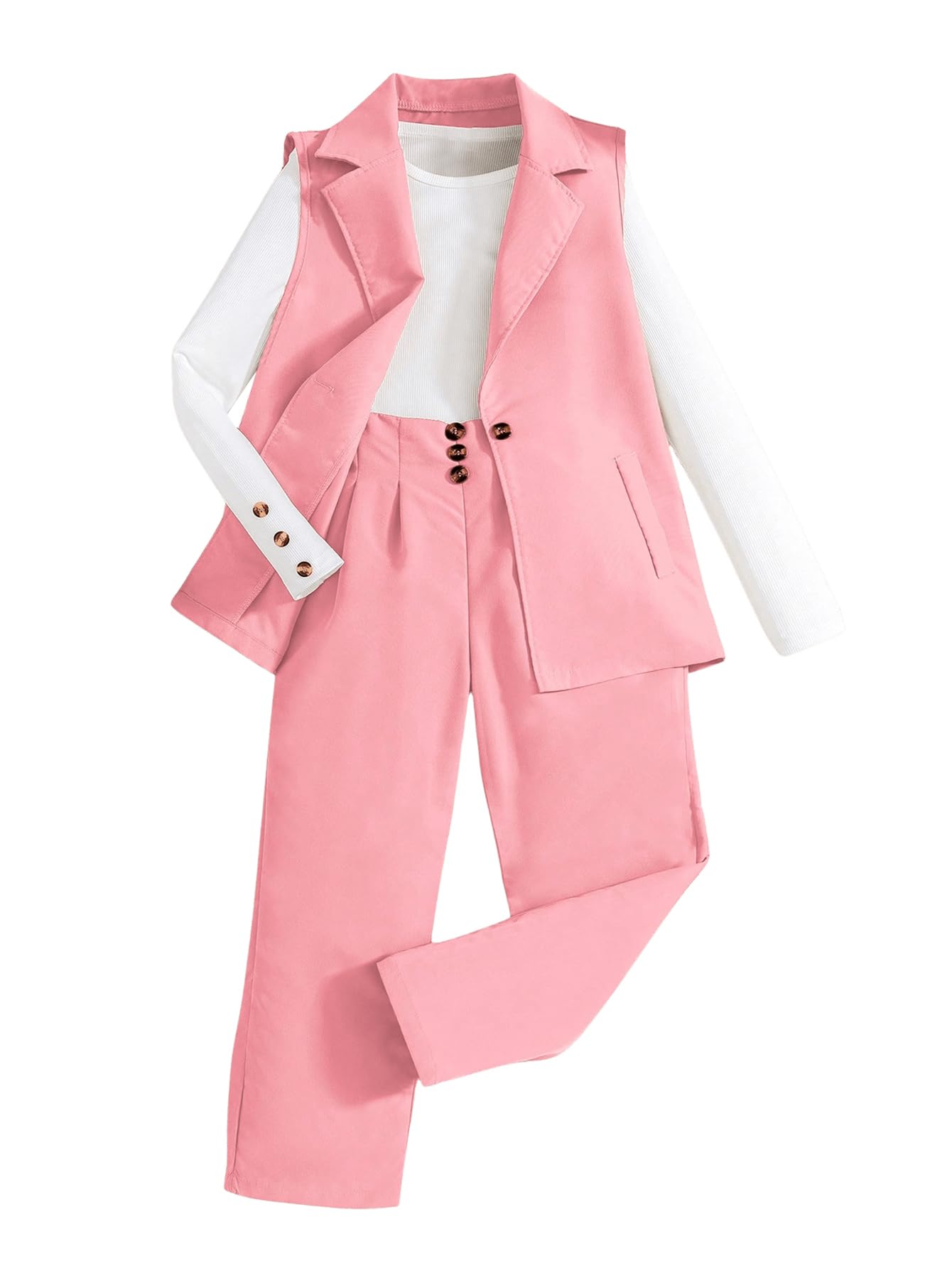 Roupas Femininas Milumia, 3 Peças, Manga Comprida, Rosa, 8 Anos