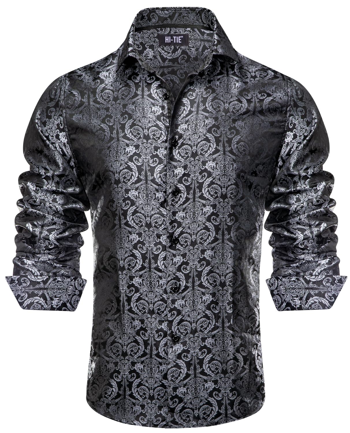 Camisa Social Hi-tie Silk Paisley Jacquard De Manga Comprida Para