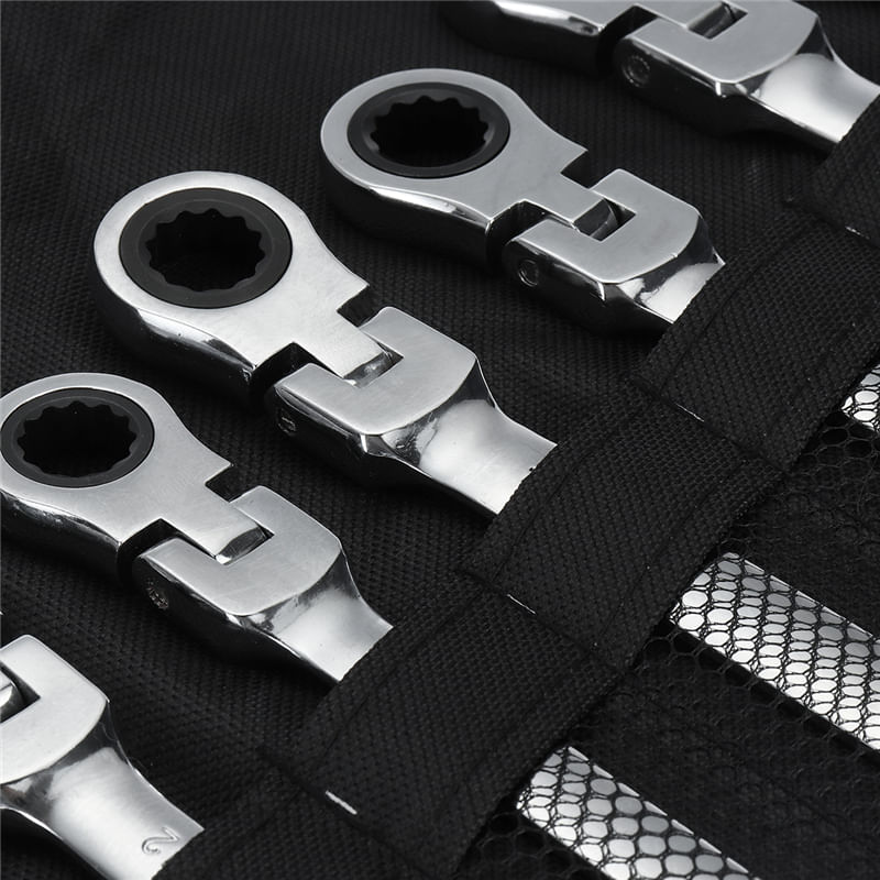 12pcs Cabeça Flexível Catraca Chave Chave Conjunto Métrico 8-19mm Span