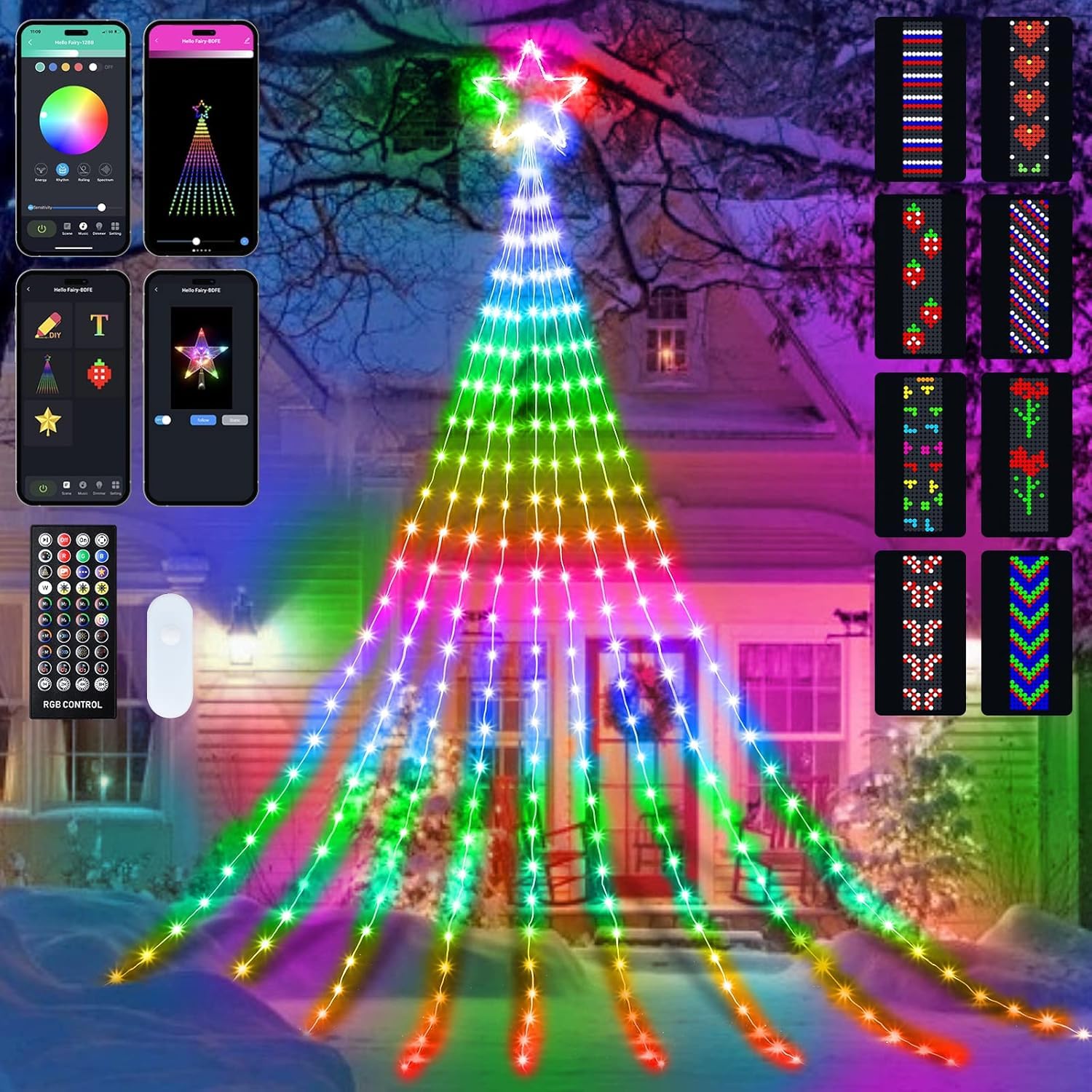 Christmas Star String Lights Brightown Smart Rgb De 12 Pés