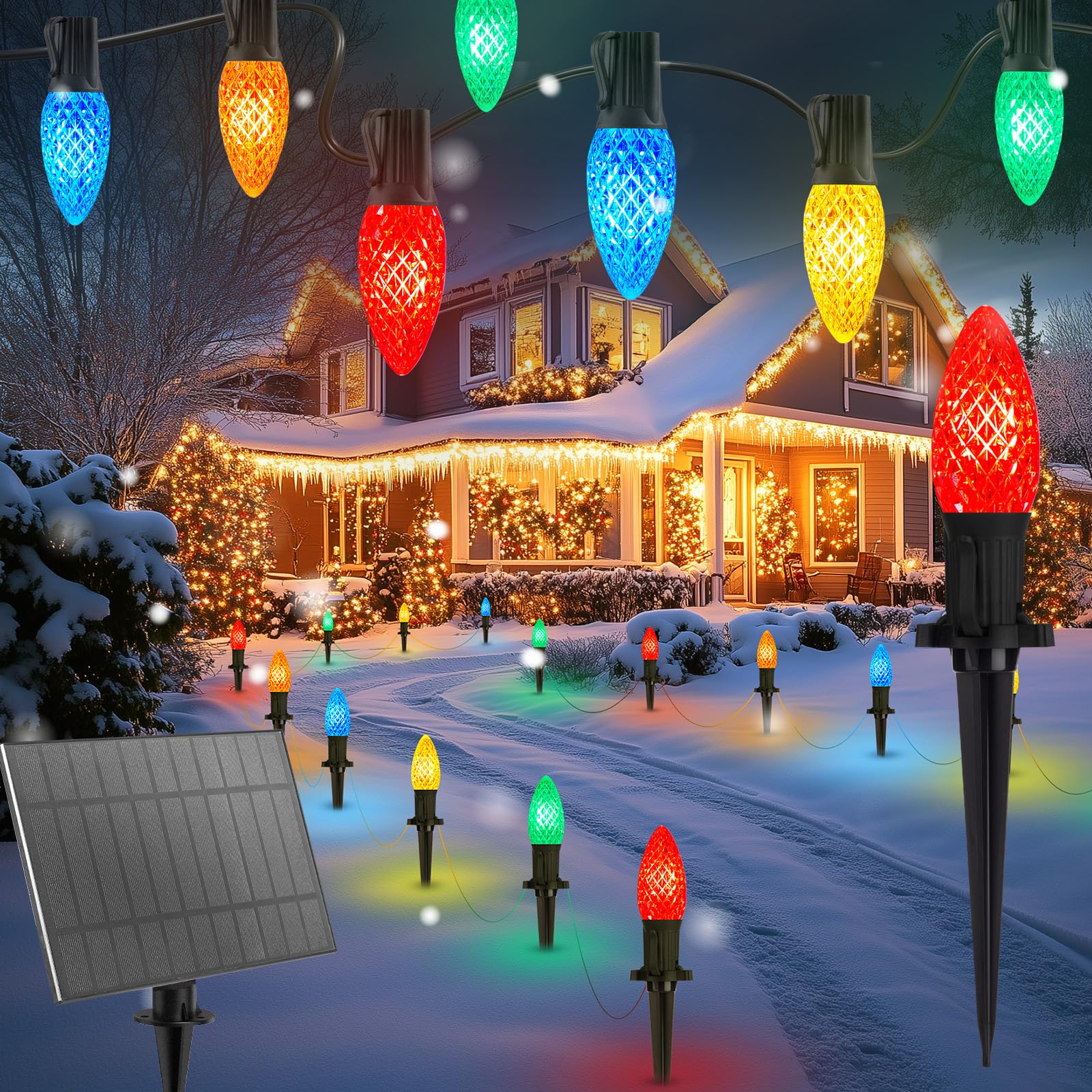 Luzes De Natal Brightown Solar C9 Led 12m 40 Lâmpadas