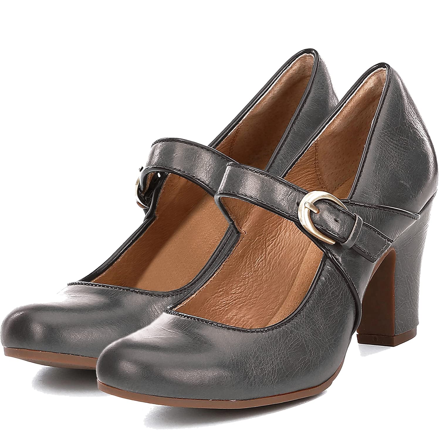 Sapatos Shodense Vintage Block De Salto Alto Mary Jane Pumps Femininos