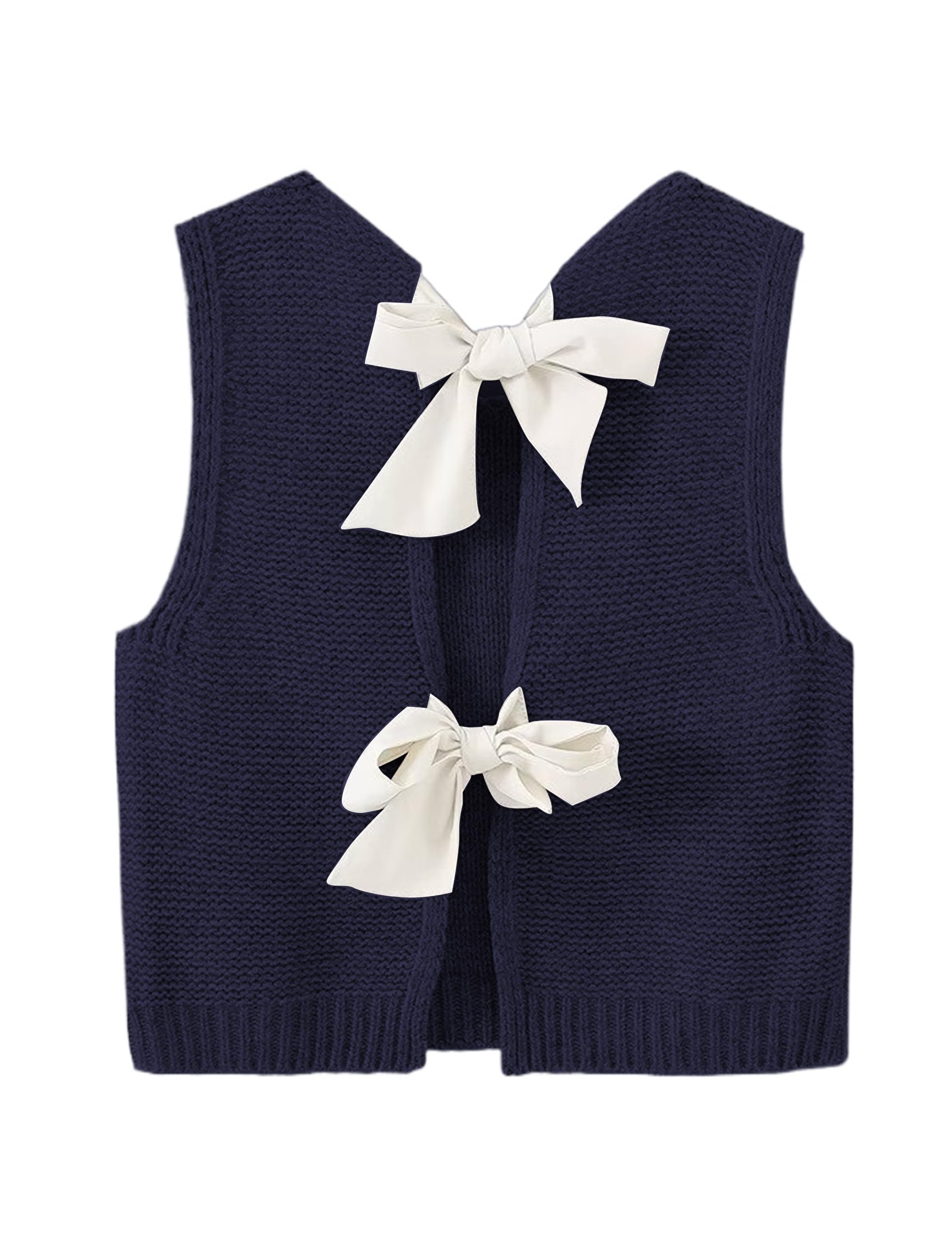 Colete De Suéter Kigrad, Linda Gravata Borboleta, Aberta, Cortada, Azul Marinho, Feminino