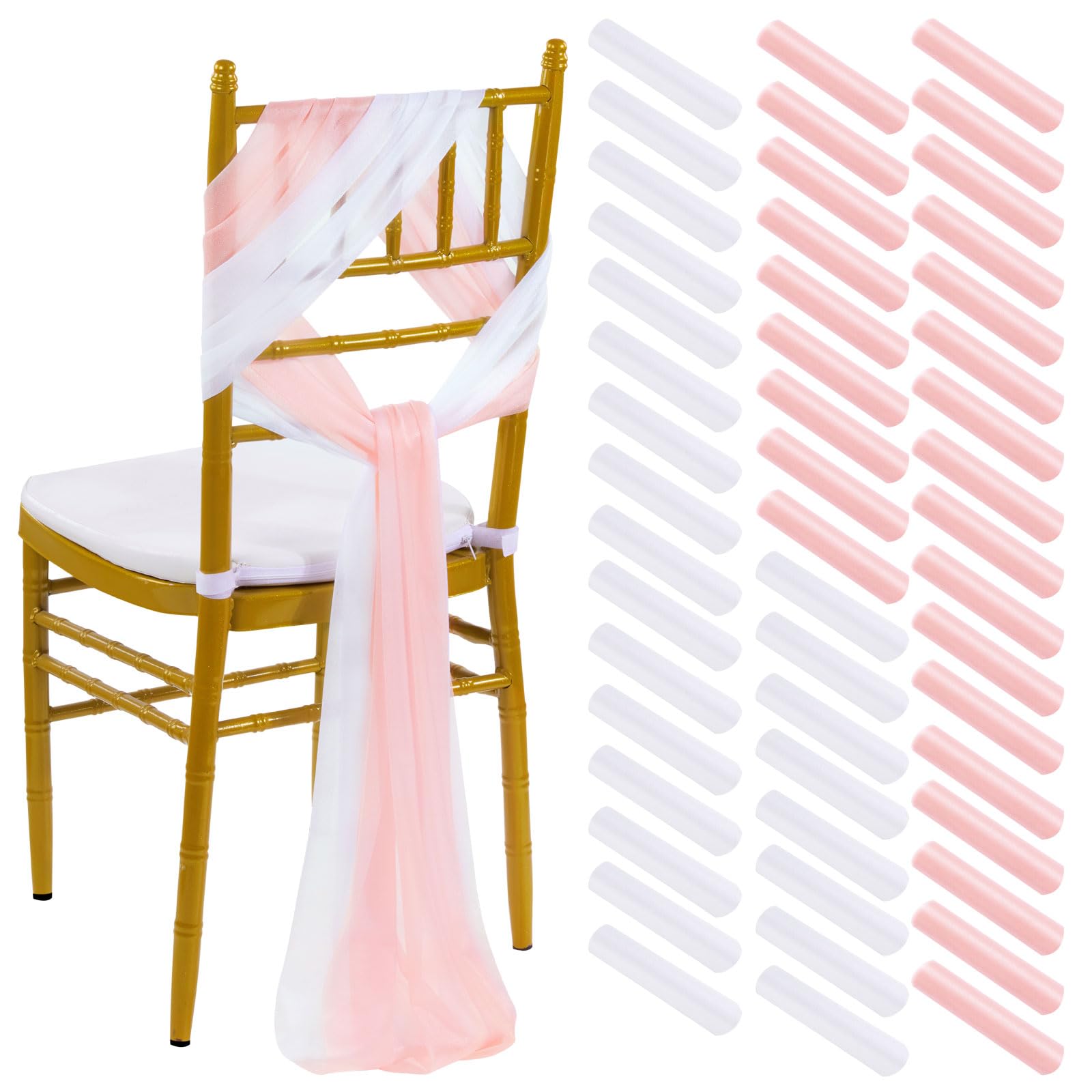 Chair Sashes Pakiinno Wedding 8 Pés Brancos E Blush X50