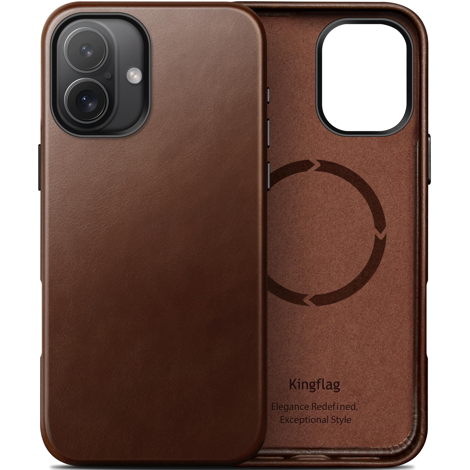 Capa Para Celular Kingflag Em Couro Genuíno Iphone 16 Plus 6,7"