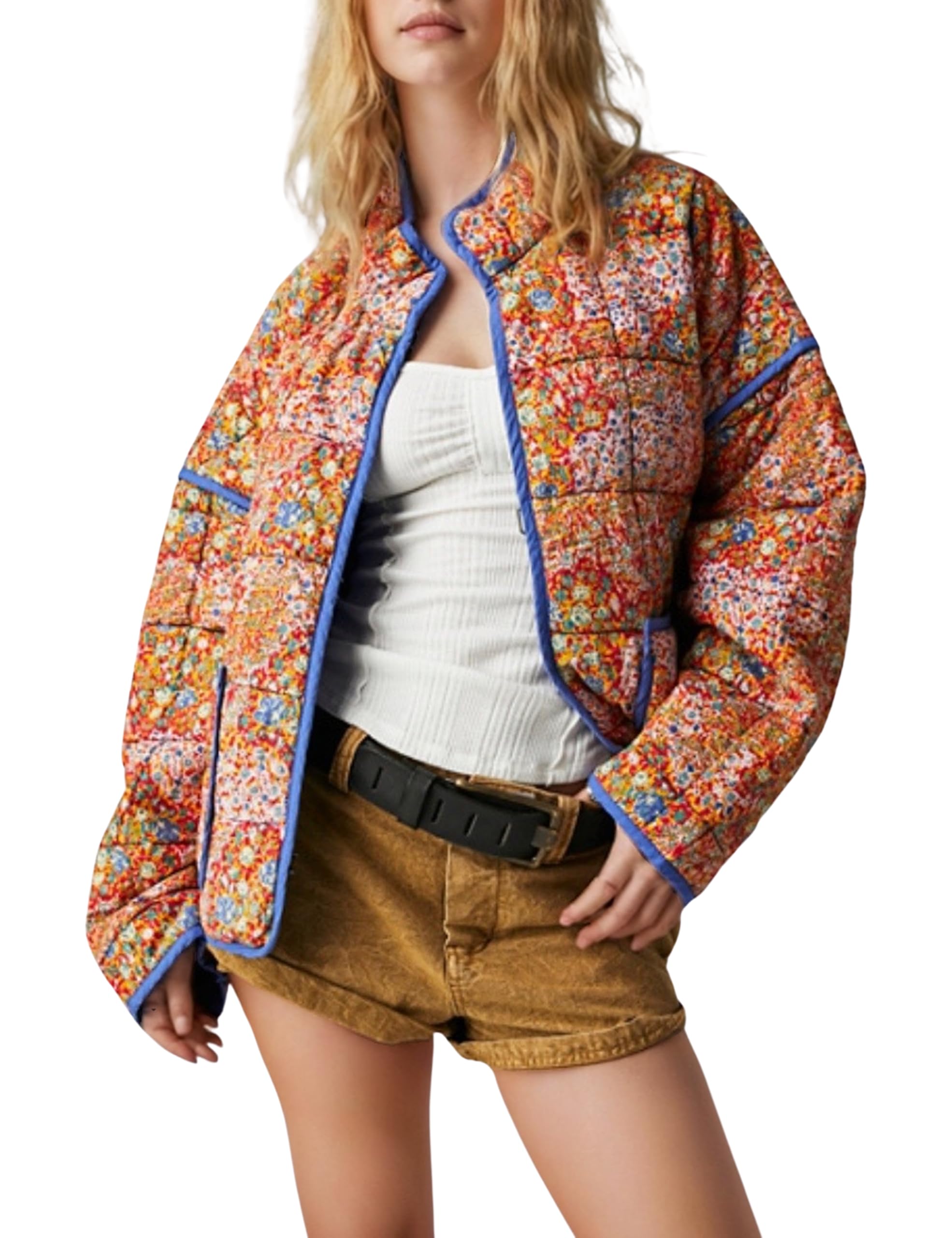 Casaco De Lã Acolchoado Omoone Cropped Para Mulheres