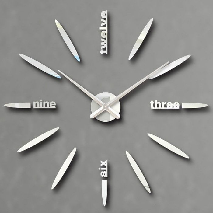 Diy Espelho De Parede Superfície 3d Clock Sticker