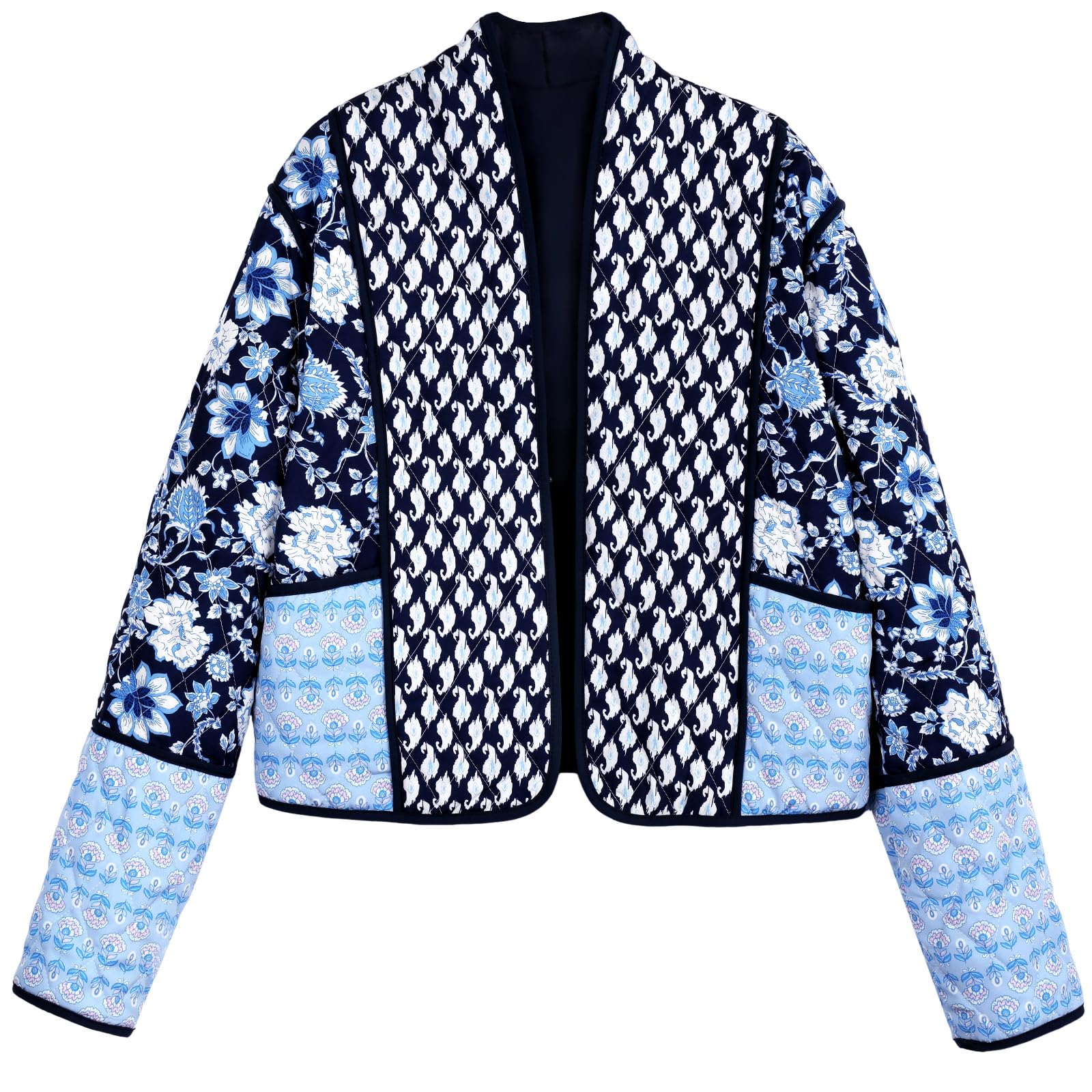 Jaqueta Wyeysyt Cropped Puffer Acolchoada Com Estampa Floral Para Mulheres