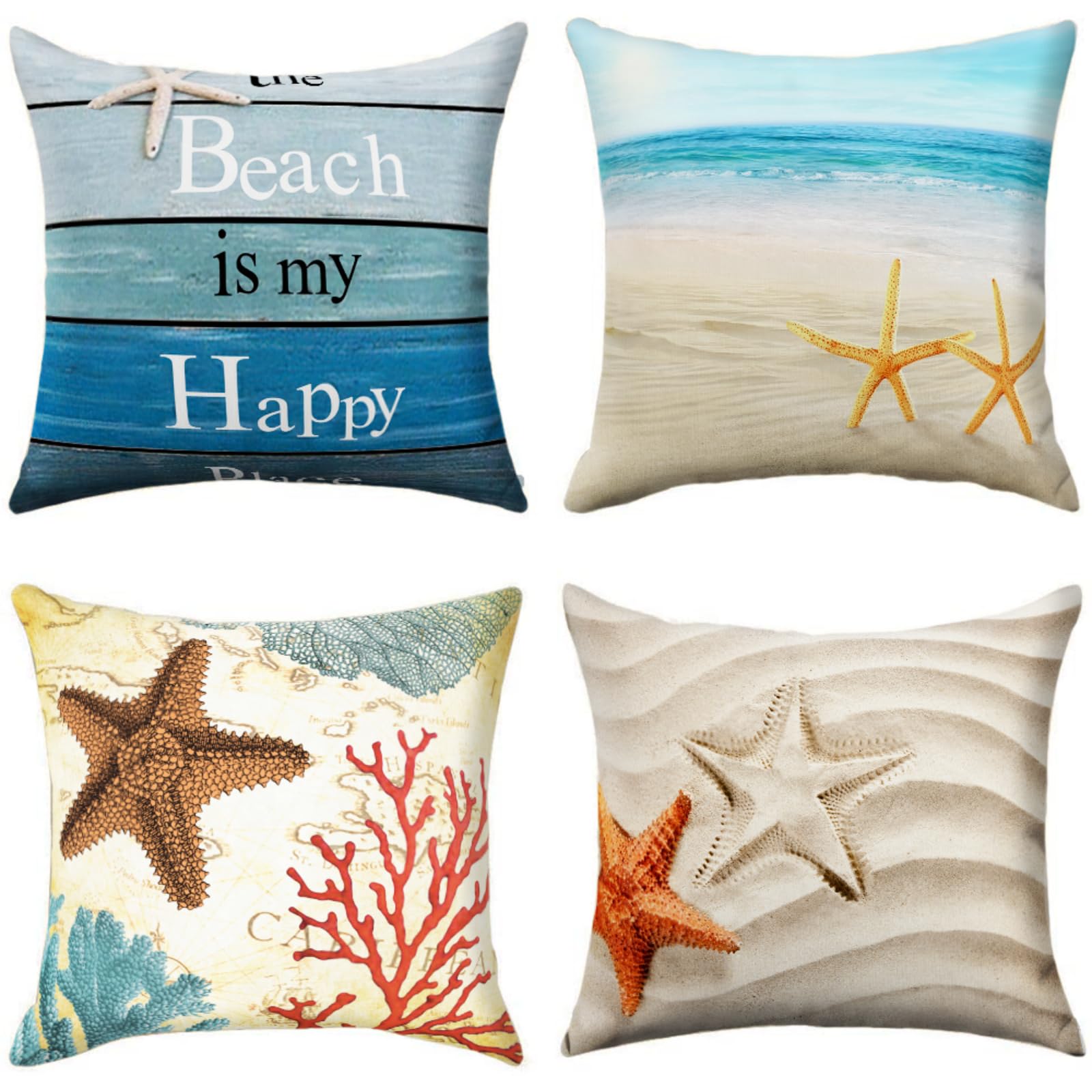 Capas De Almofada Galmaxs7 Beach Starfish Azul Turquesa