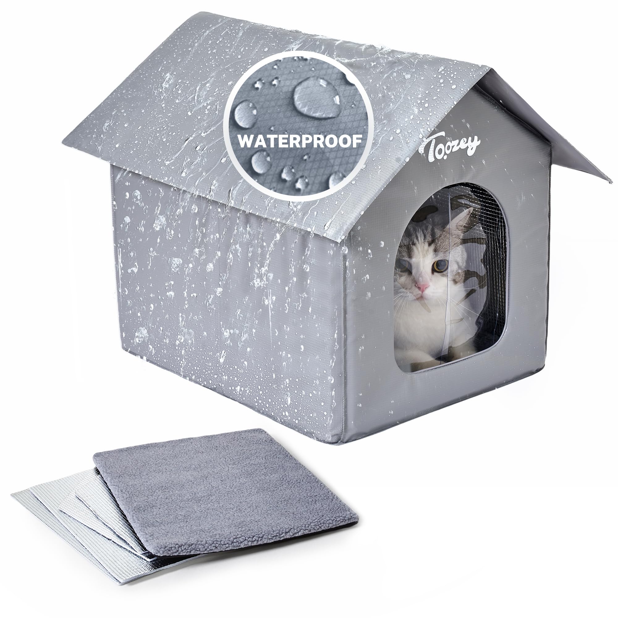 Outdoor Cat House Toozey Sturdy Com Isolamento Para O Inverno