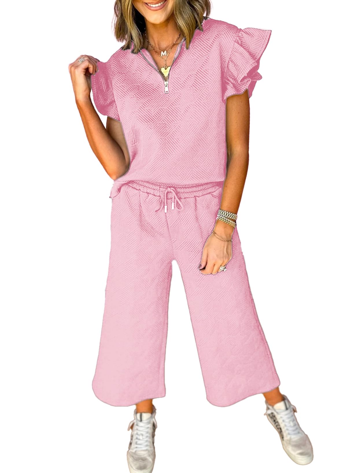 Lounge Set Shewin Com Decote Em V E Calças Polo De Manga Curta