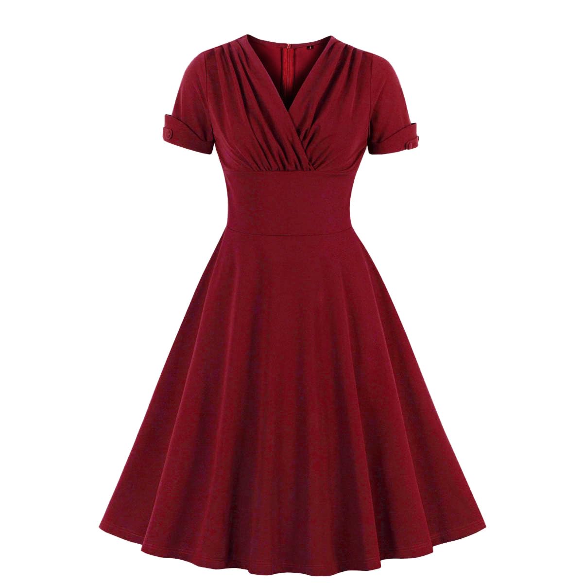 Vestido Wellwits Ruched Wrap Work Cocktail Vintage Red Xl
