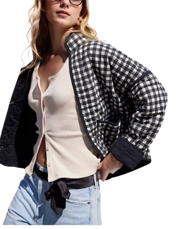 Casaco De Lã Acolchoado Omoone Cropped Para Mulheres