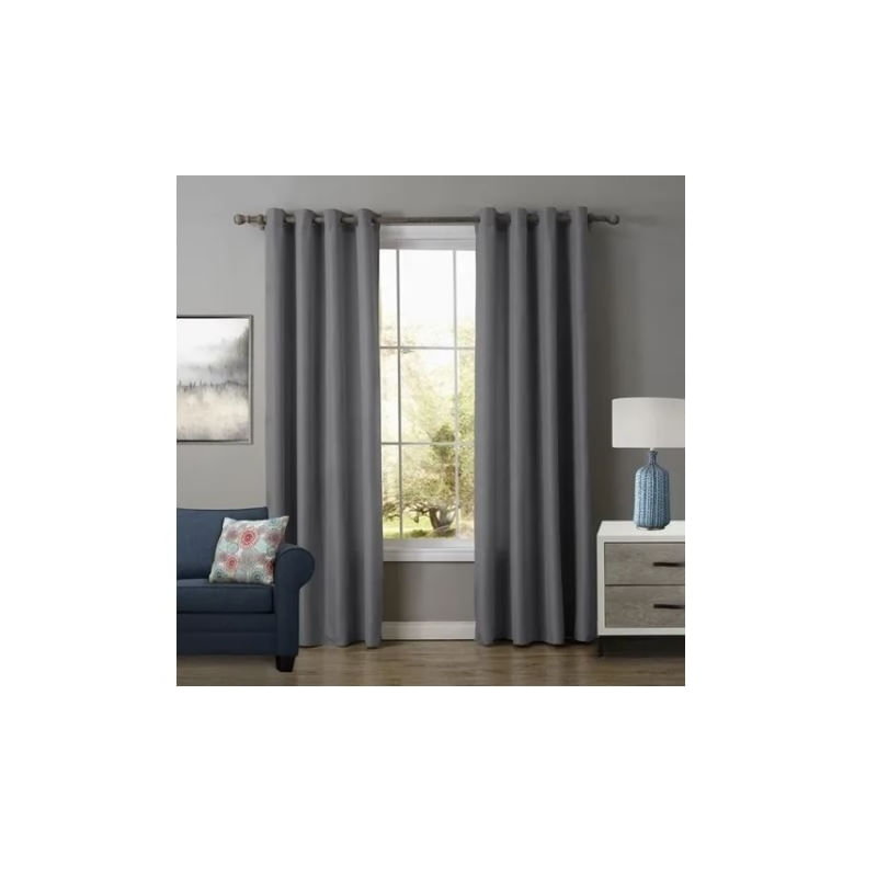 Conjunto De Cortinas: Pano Blackout, Cinza Escuro, 230 Cm X 140 Cm (2 Peças)