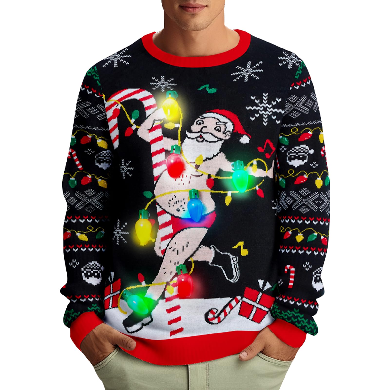 Suéter De Natal Zengents Light Up Xmas Sweatshirt Led