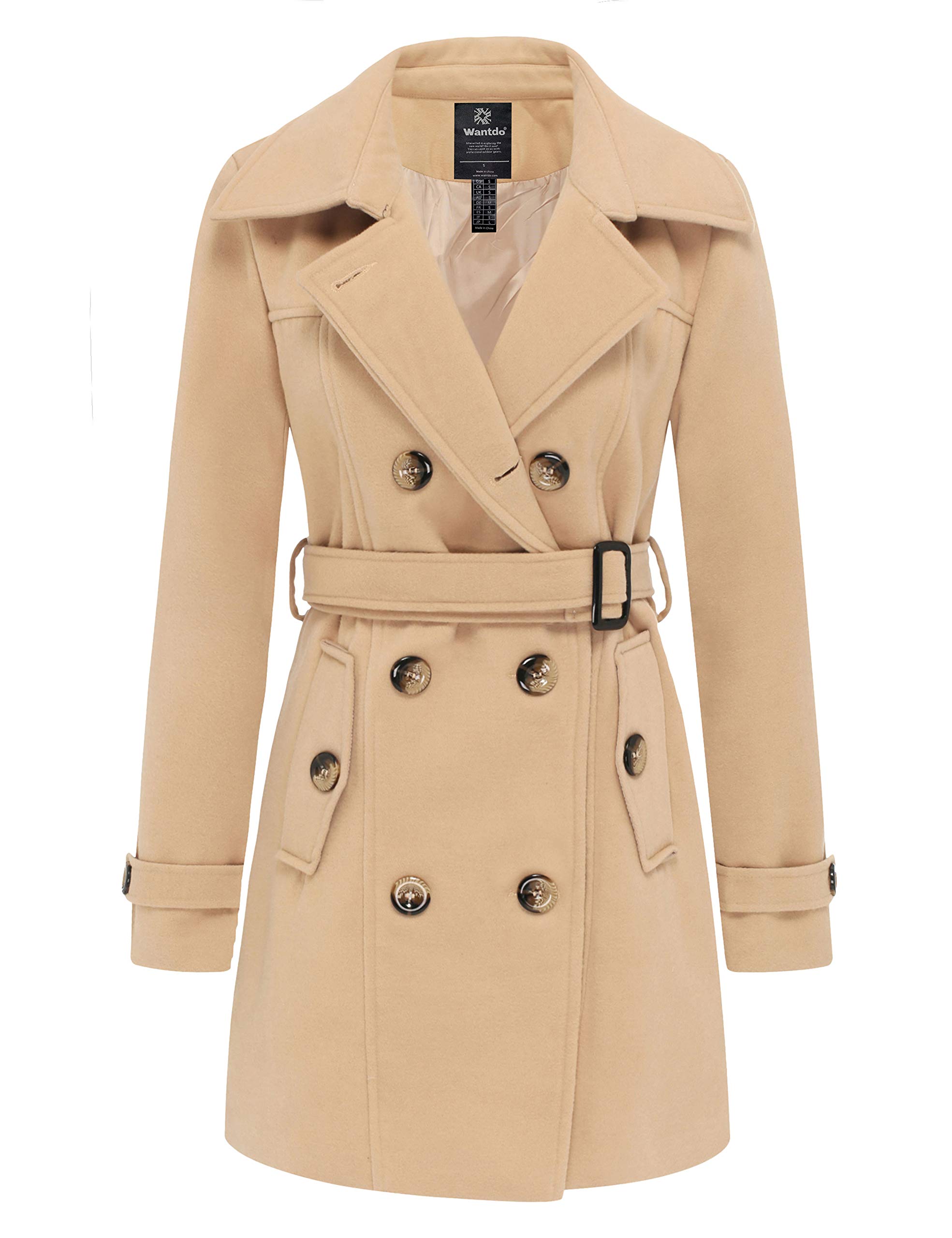 Casaco De Inverno Wantdo Feminino Trespassado Cáqui S