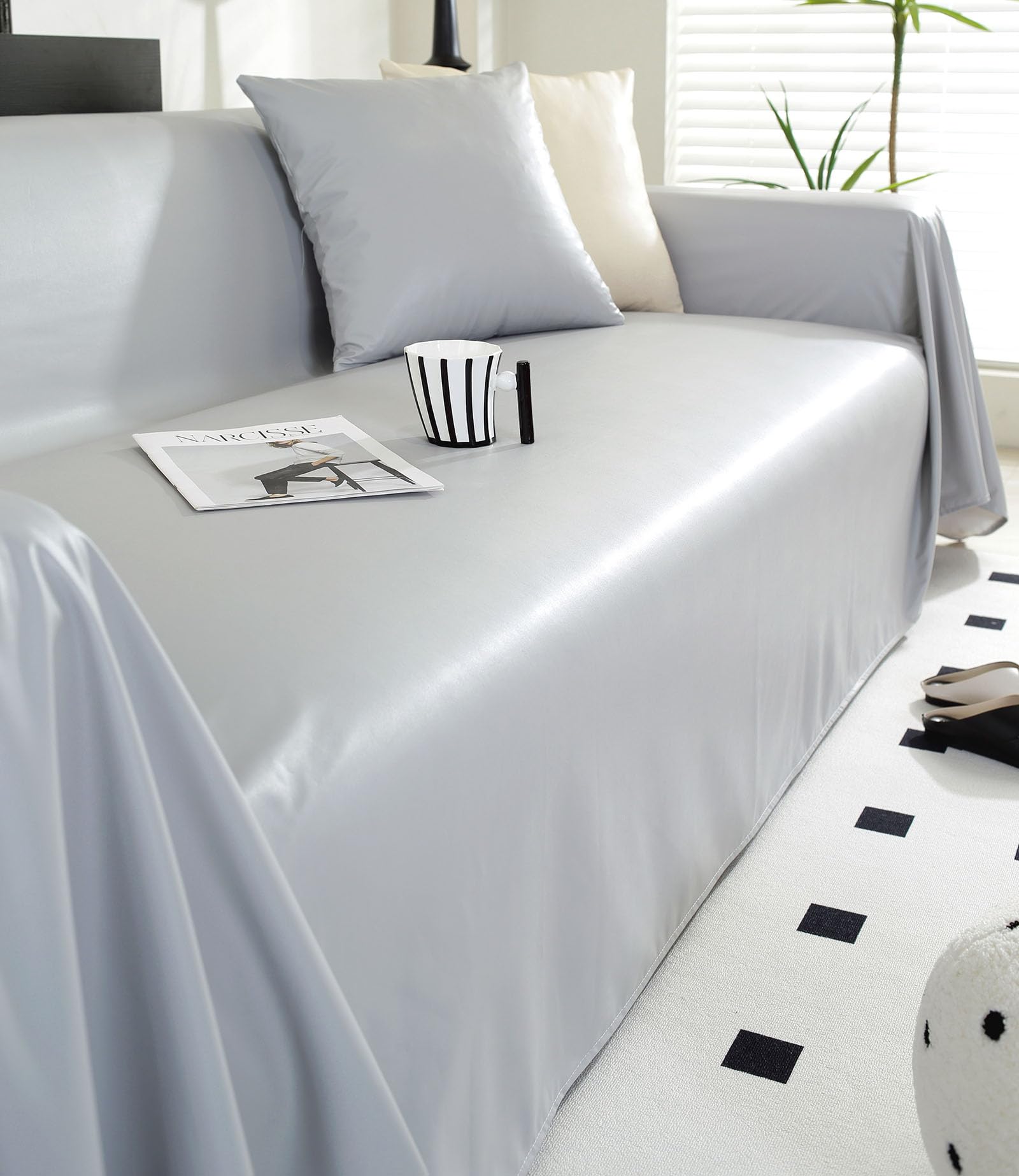 Capa De Sofá Vctops Impermeável Em Couro Sintético Pu Para Seccional