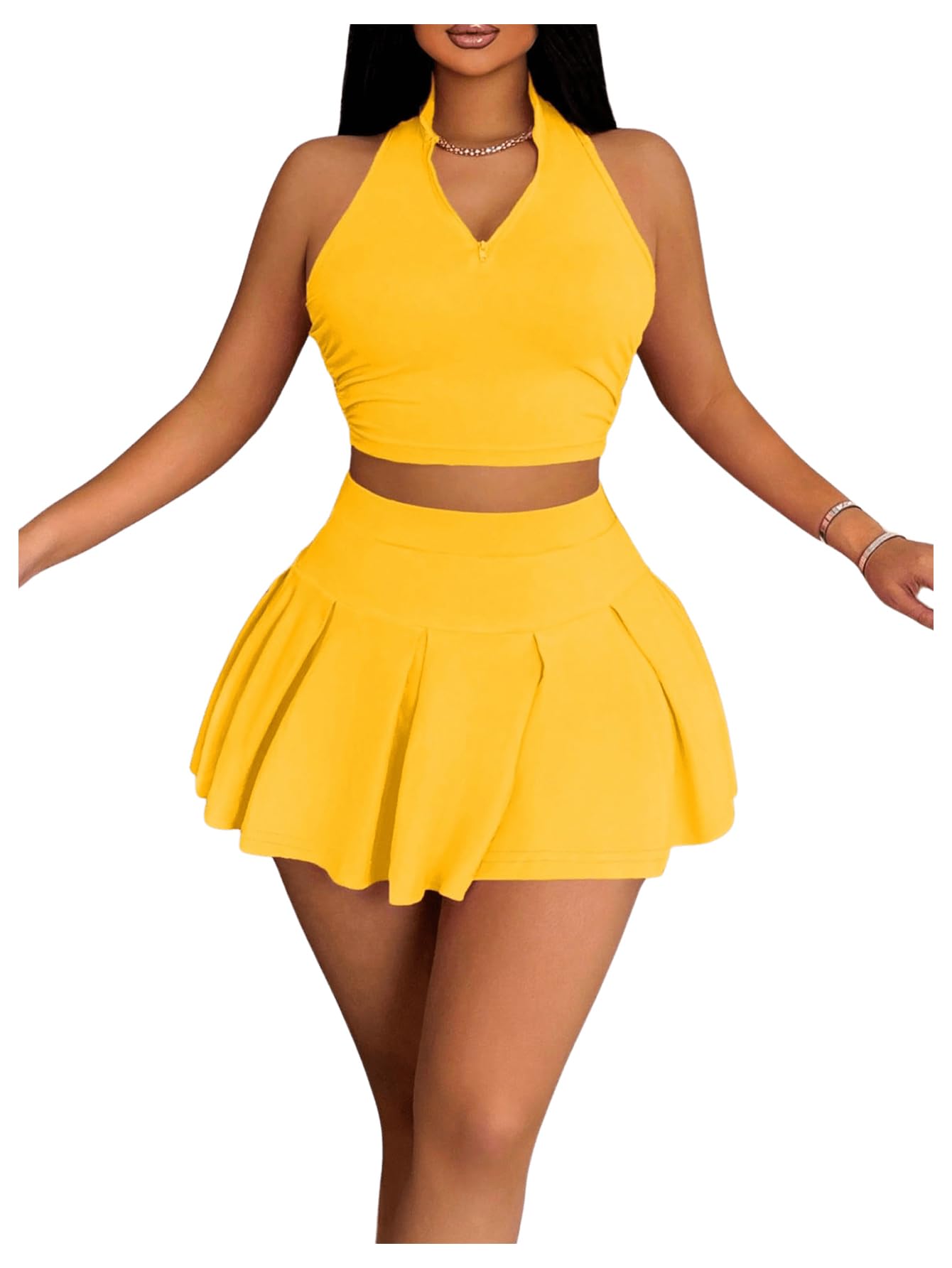 Outfit Soly Hux, Camiseta Regata E Saia Femininas De Verão, 2 Peças