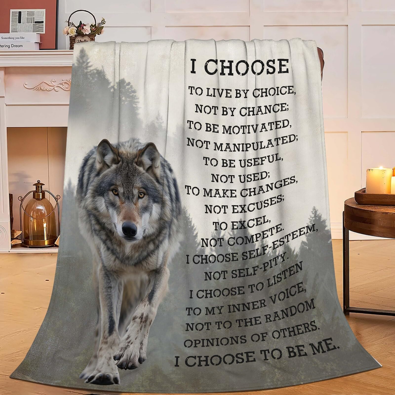 Throw Blanket Beynepe Wolf Inspirational Quotes 130x150cm