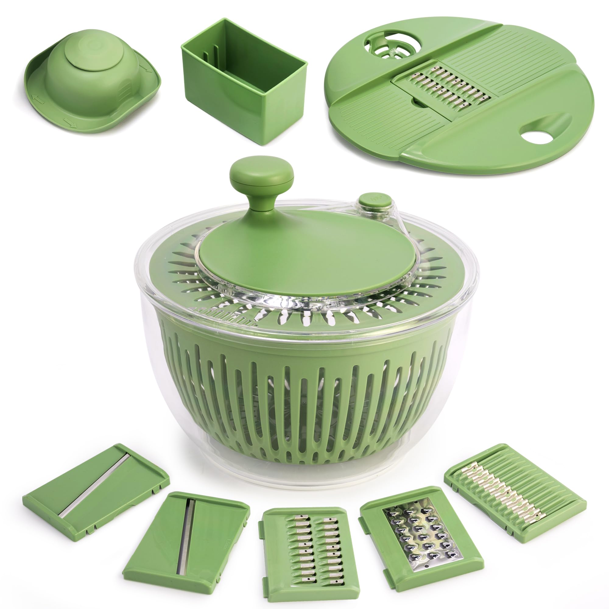 Salad Spinner Susteas Large De 4,25 Qt Com Fatiador E Peneira De 5 Lâminas