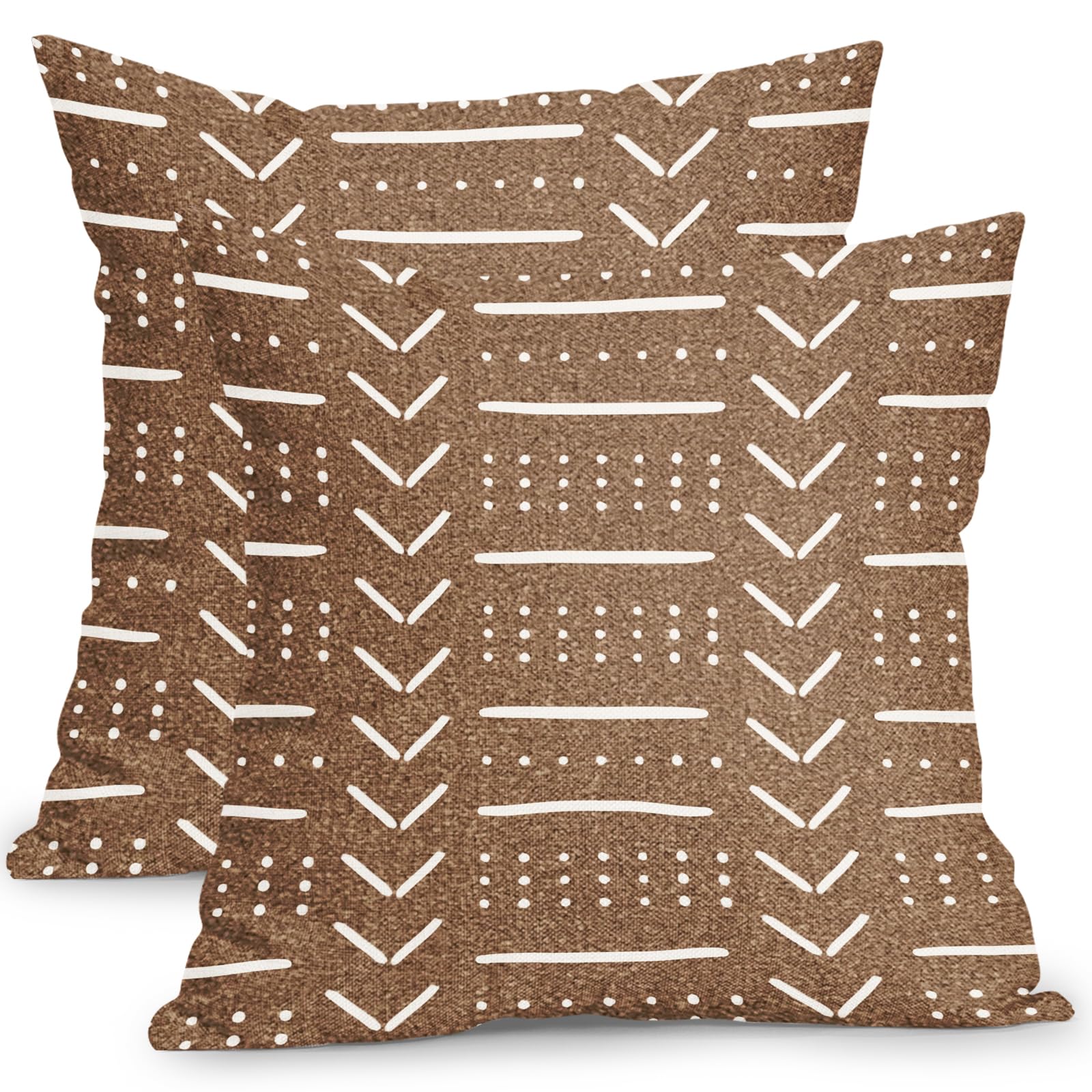 Capas De Travesseiro Kawani Brown Boho 60x60cm Conjunto De 2 Algodão E Linho