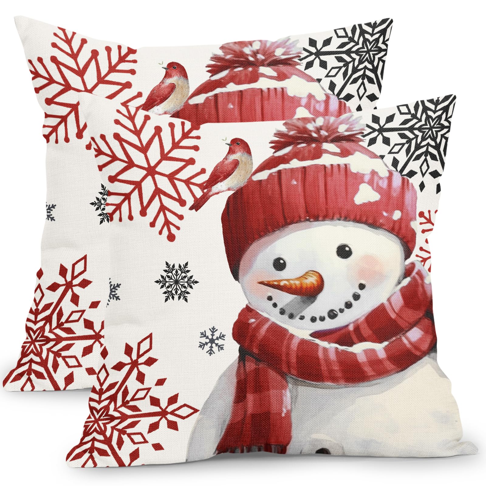 Capas De Travesseiro Kawani Winter Snowman Snowflake 60x60cm Conjunto De 2