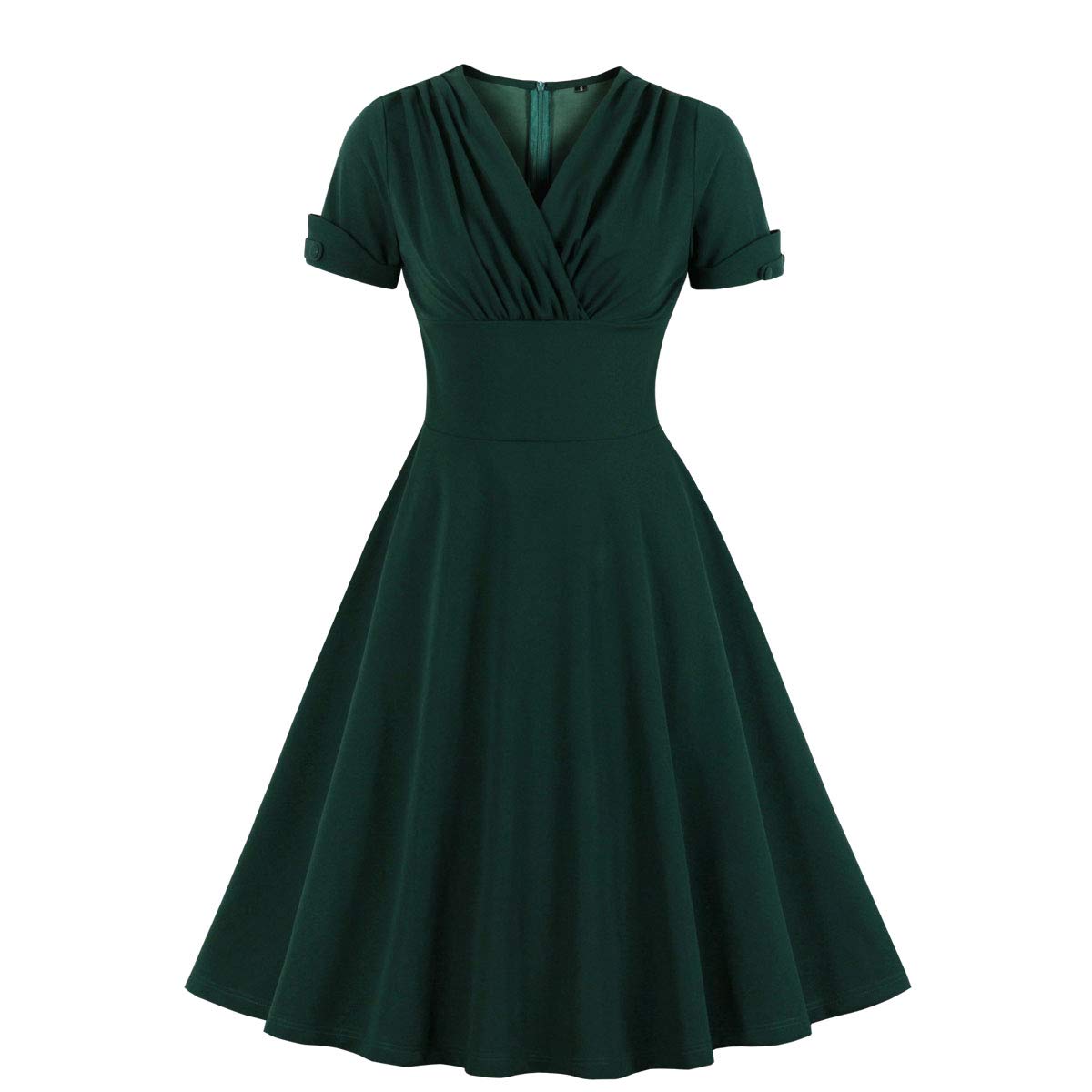 Vestido Wellwits Ruched Wrap Work Cocktail Vintage Green S