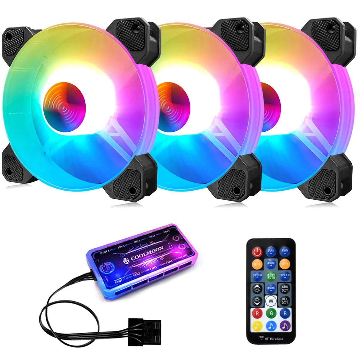 3x Computer Case Fan 120mm Rgb Pc Cpu Cooler Um Tamanho