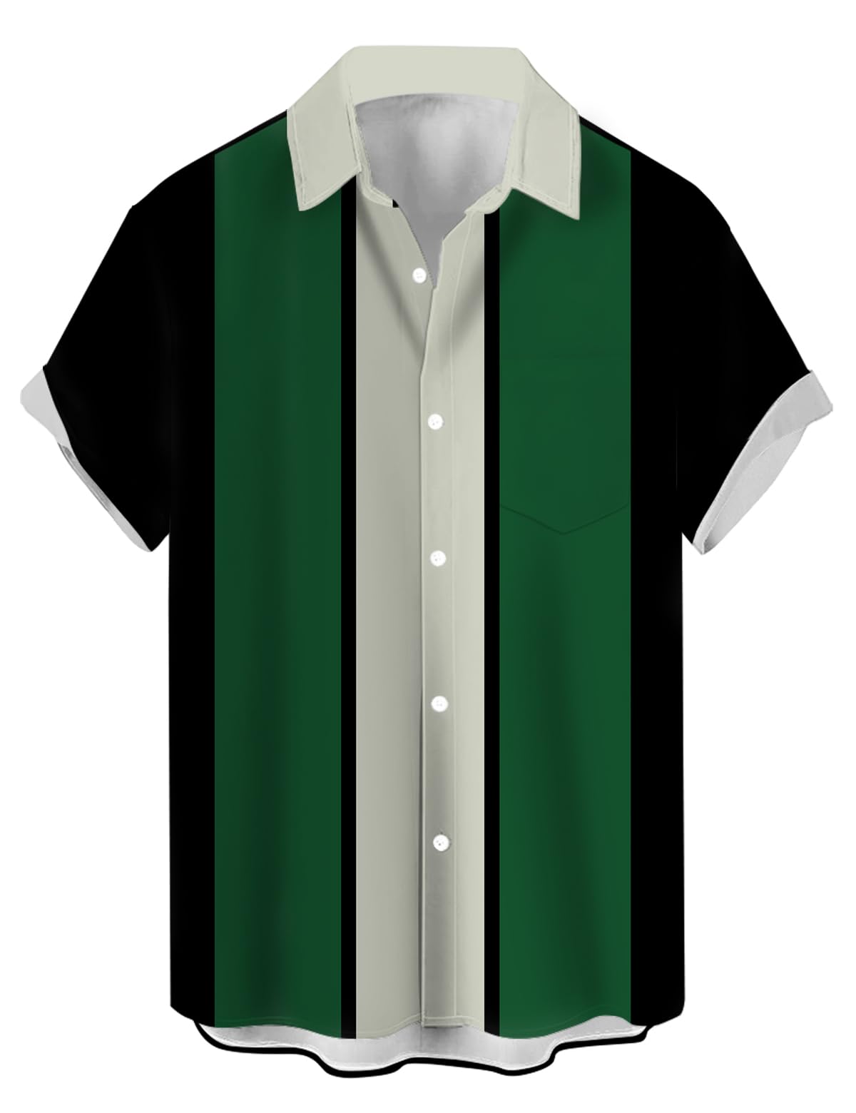 Camisa De Boliche Curbodo Estilo Havaiano Retrô Para Homens Verde L