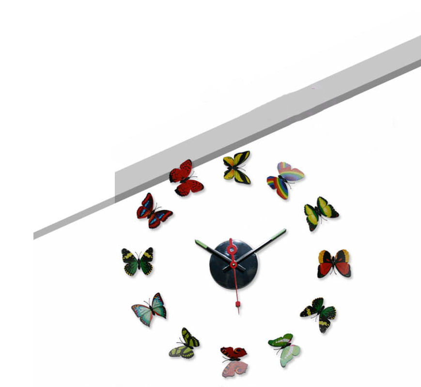 Borboleta Colorida 3d Diy Decor Wall Clock
