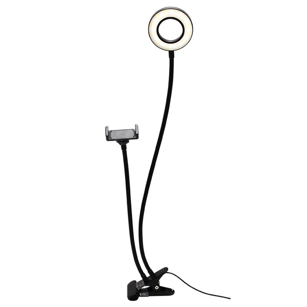 Bg-12w 2-em-1 Celular Titular Selfie Led Ring Light Li Bla