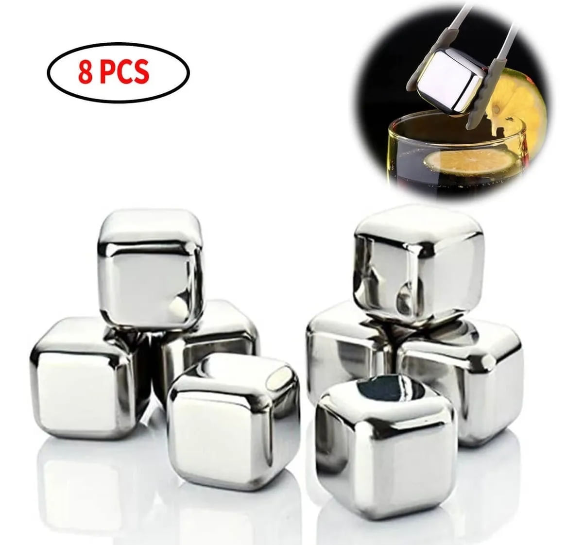 8 Cubos De Gelo Cubos De Aço Cerveja Whisky Pedras Bar