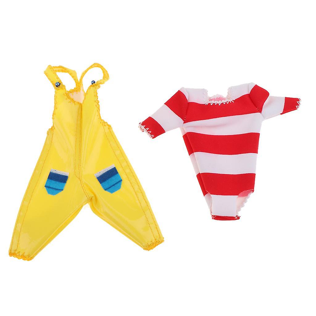 1/6 Handmade Suspender Calças E Roupas De Macacão Listradas Sui