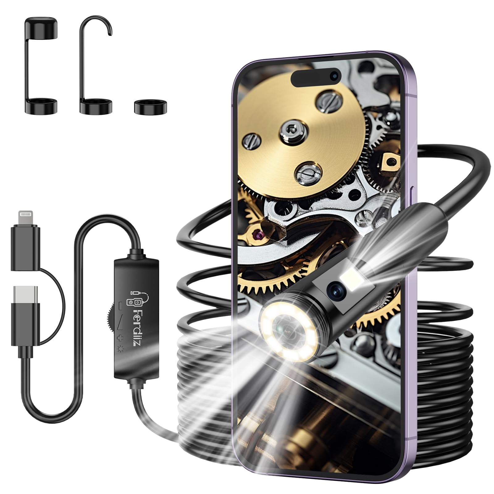 [câmera Endoscópica] Boroscópio Ferdiiz Dual Lens 1920p Hd