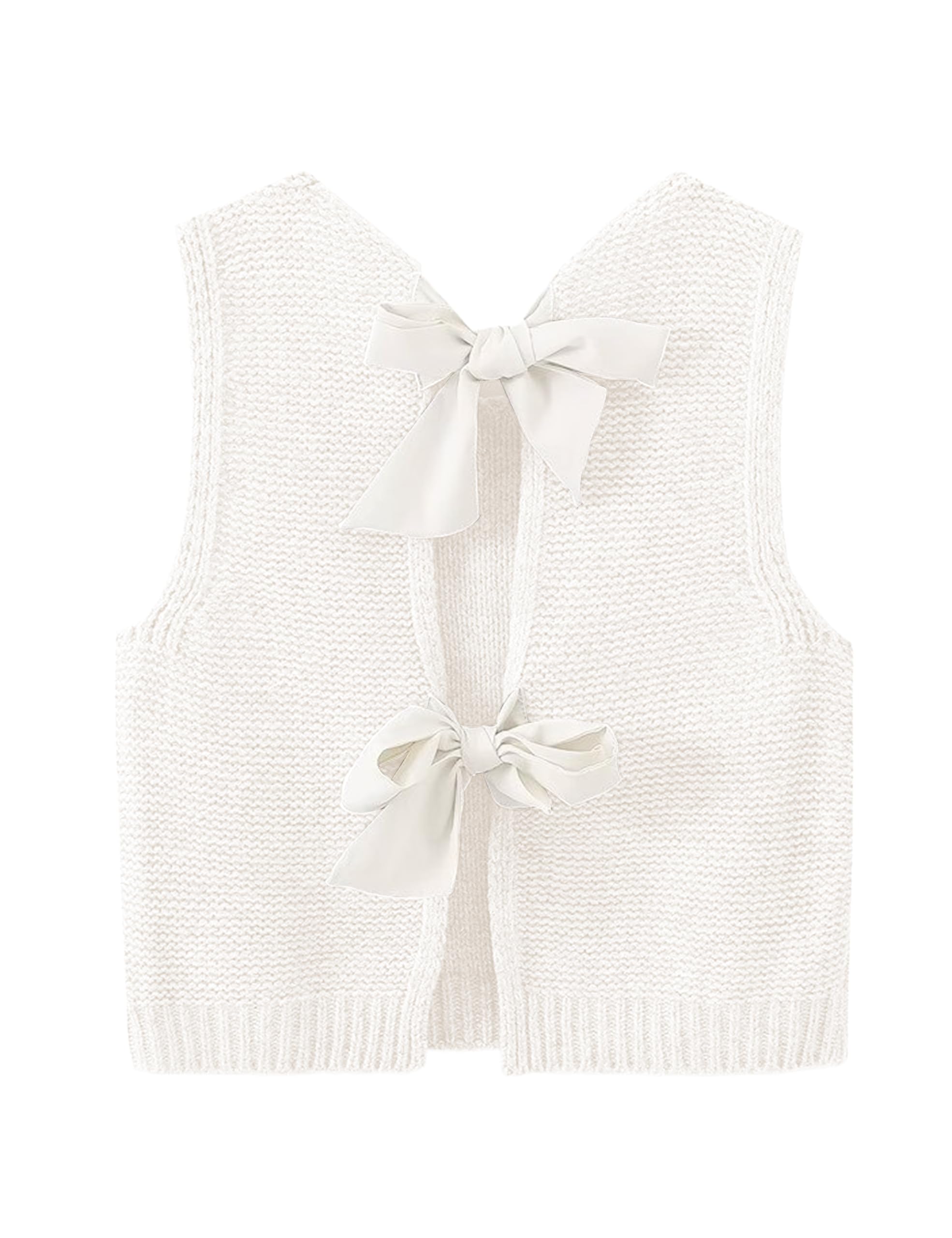 Colete De Suéter Kigrad, Linda Gravata Borboleta, Aberta, Cortada, Feminina, Branca