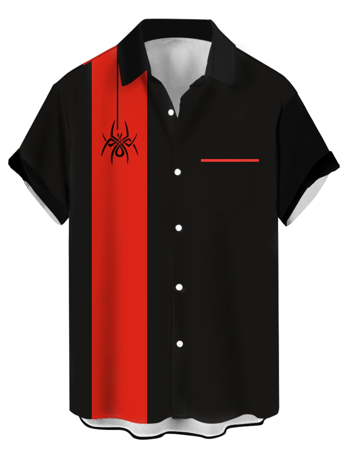 Camisa De Boliche Curbodo Spider Red Para Homens De Manga Curta 3xl