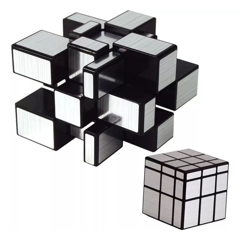 Coleção Rubik's Cube Mirror Silver, 5,7 Cm, Formato 3x3x3, Mod