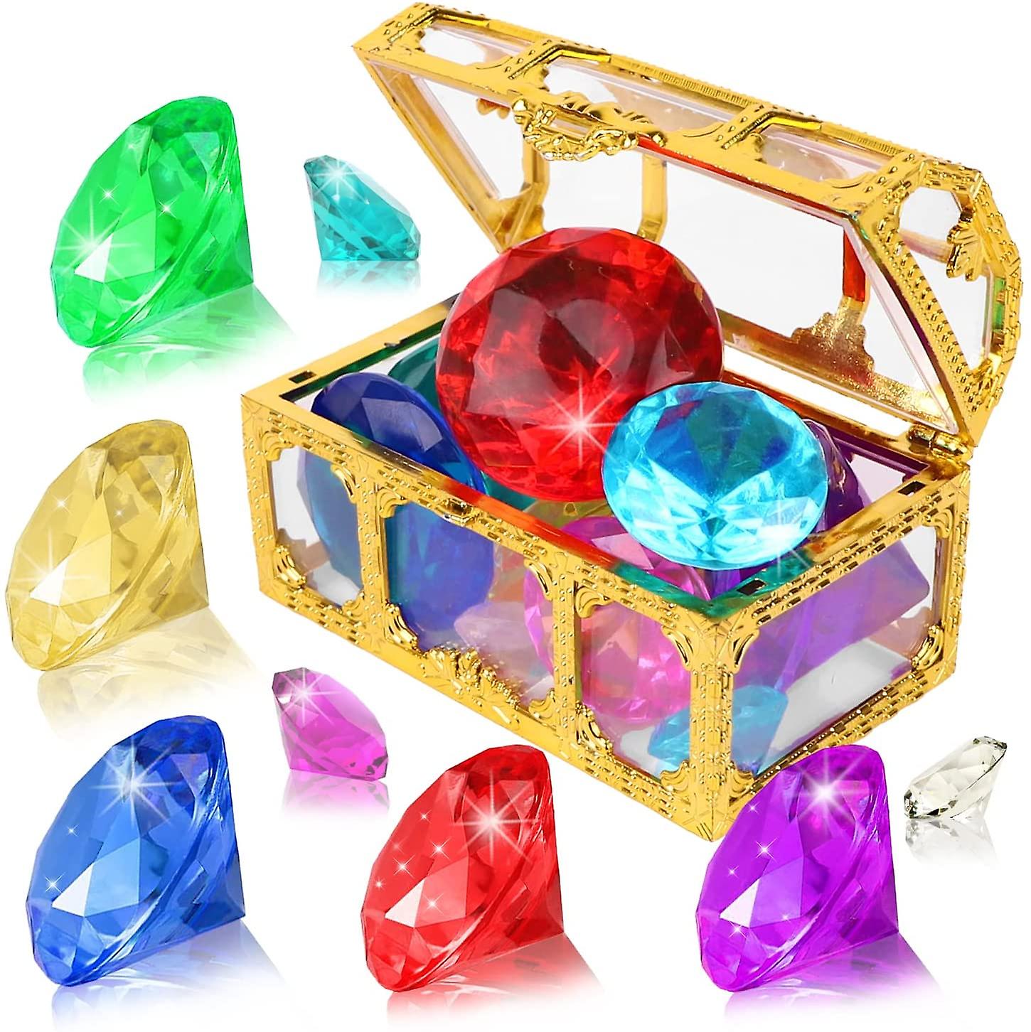 Brinquedos Da Piscina De Joias De Mergulho 10 Gemas Coloridas De Diamante Grande Com Treasu