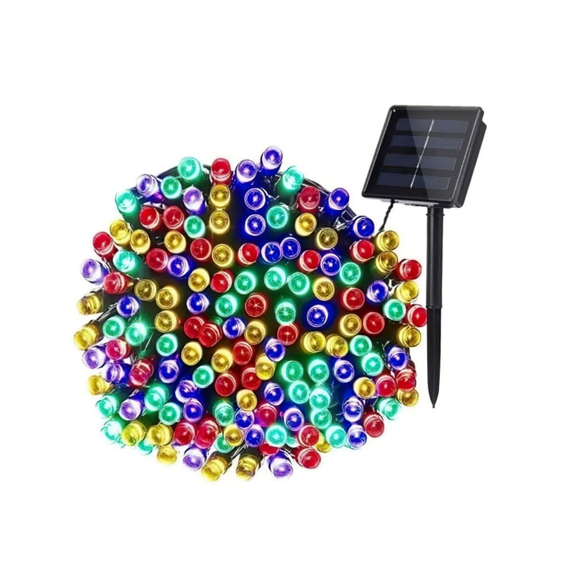 Luzes Solares Garland 10m 100 Led Multicoloridas De Natal