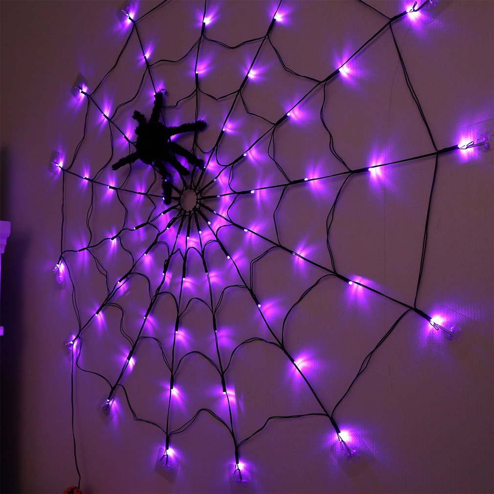 Spider Web Lights 80 Led Roxo 8 Led Modos De Luz Decoração