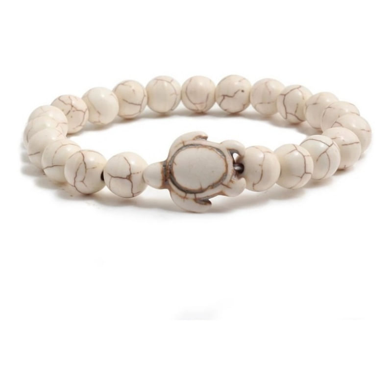 Pulseira Polkystar Turtle Natural Stones Chakra Para Homem E