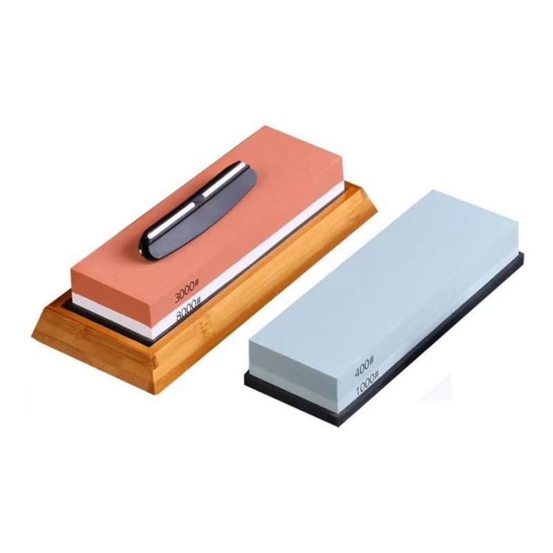 Conjunto De Pedras De Afiar Bamboo Guide Base 400/1000 3000/8000