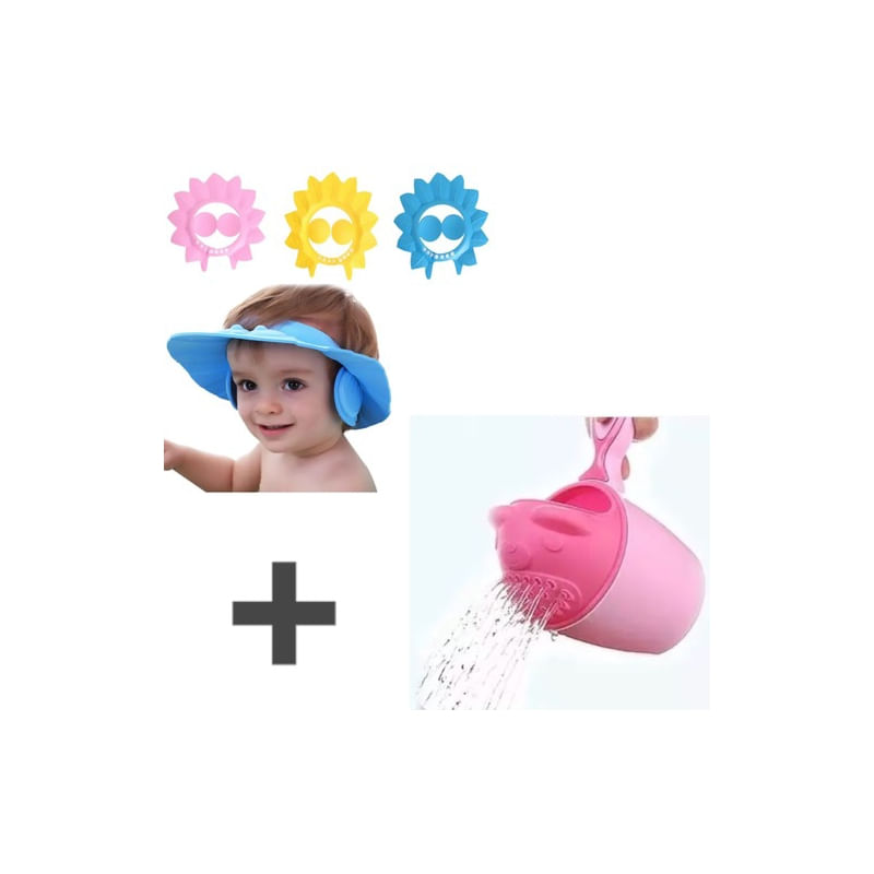 Conjunto De Touca De Sol E Copo De Banho Para Banho De Bebê