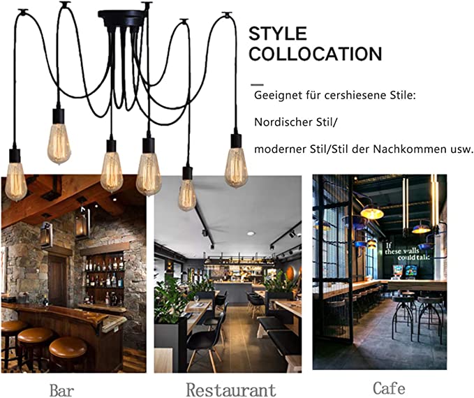 Vintage Edison Candeeiro De Teto Pendente (6 Candeeiros